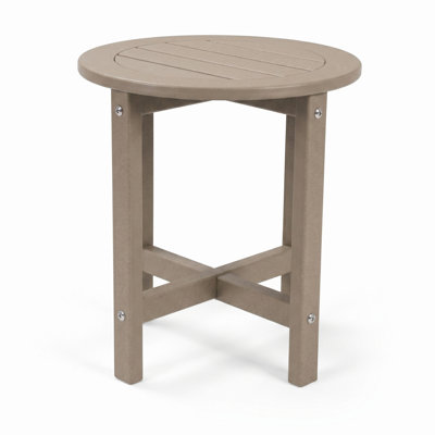 HDPE Outdoor Side Table, Small All-Weather Patio End Table, 15.94 in. L x 15.94 in. W x 17.71 in. H