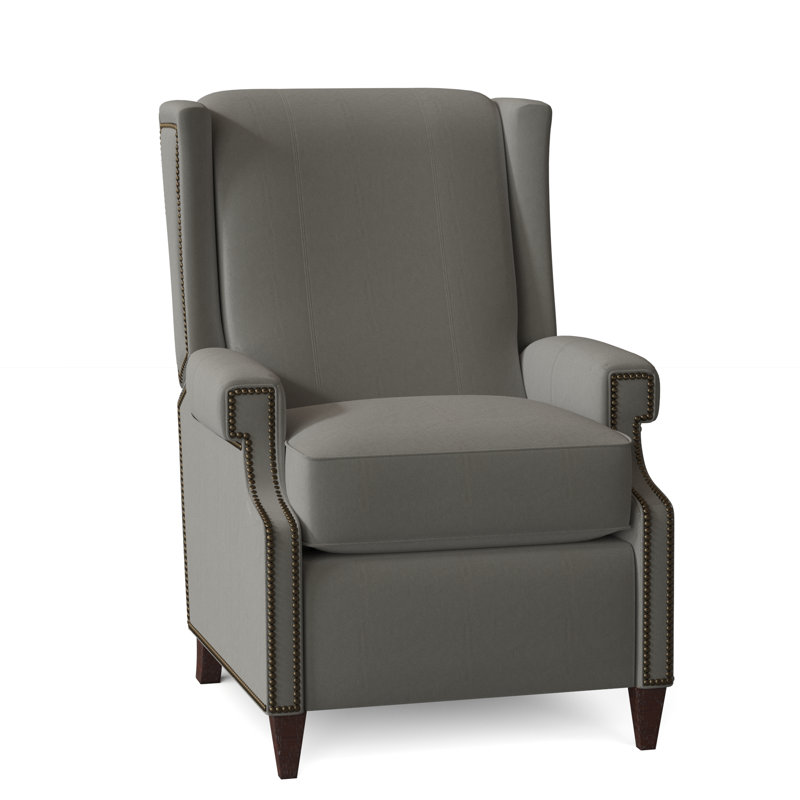 Newberry 30" Wide Genuine Leather Wing Chair Recliner, Hazelnut, 1183 Dove, Power