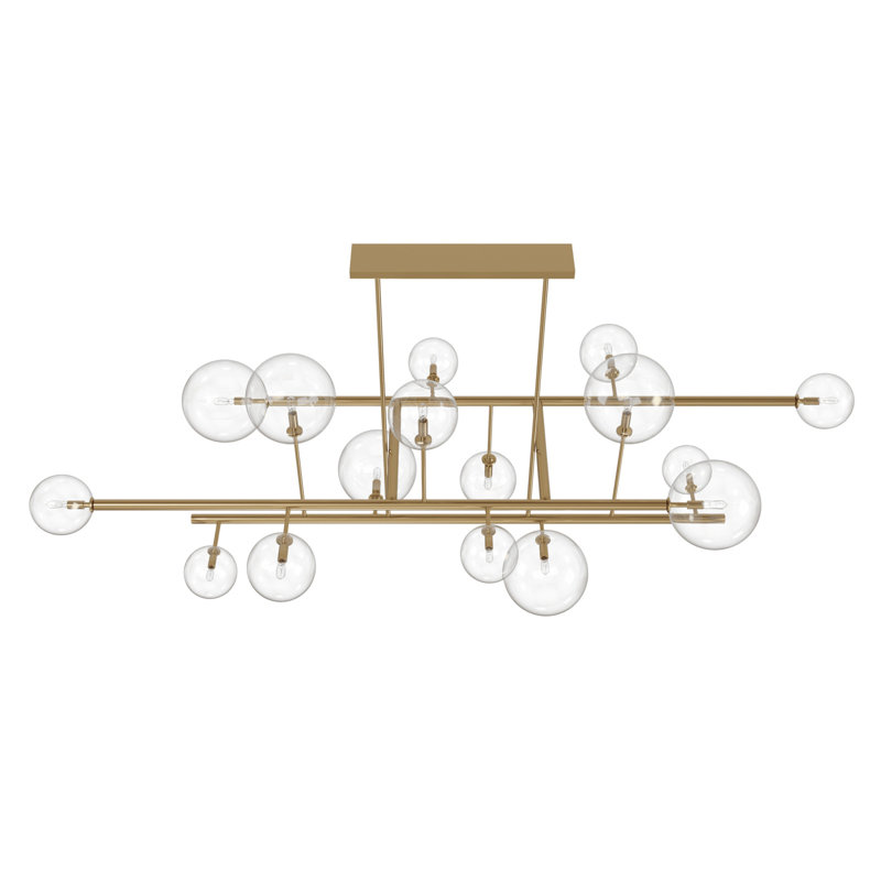 Delilah 16 Light Chandelier, Antique Brass