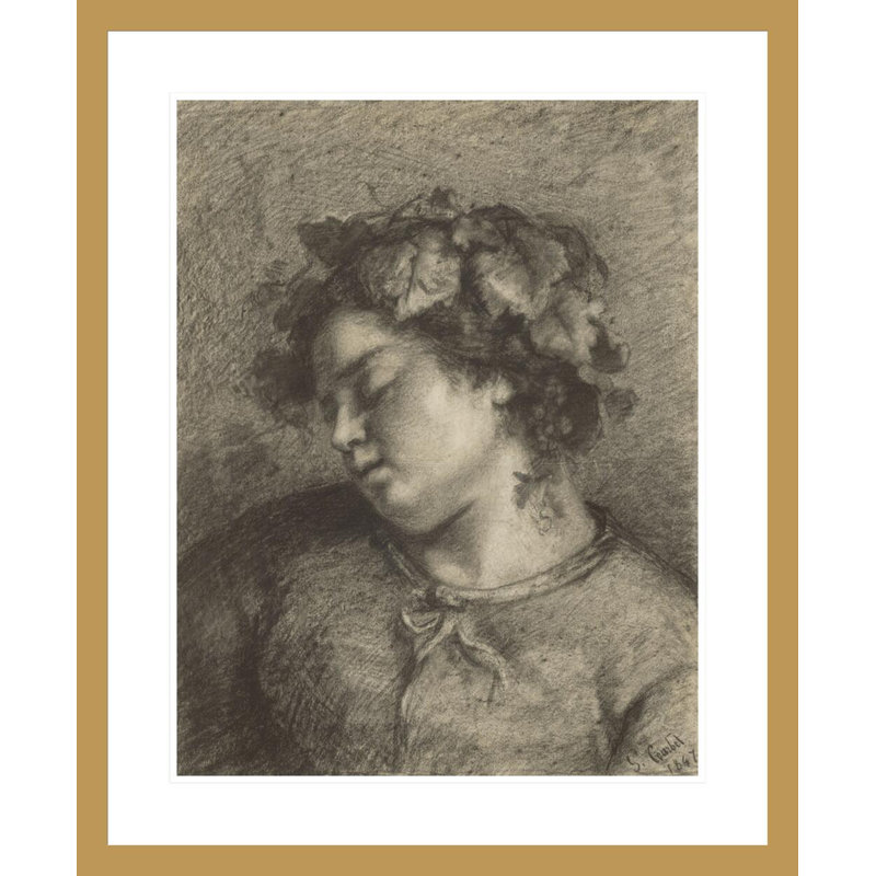«Head of a Sleeping Bacchante» par Gustave Courbet, impression giclée encadrée, H 28,55 po x l 23,5 po