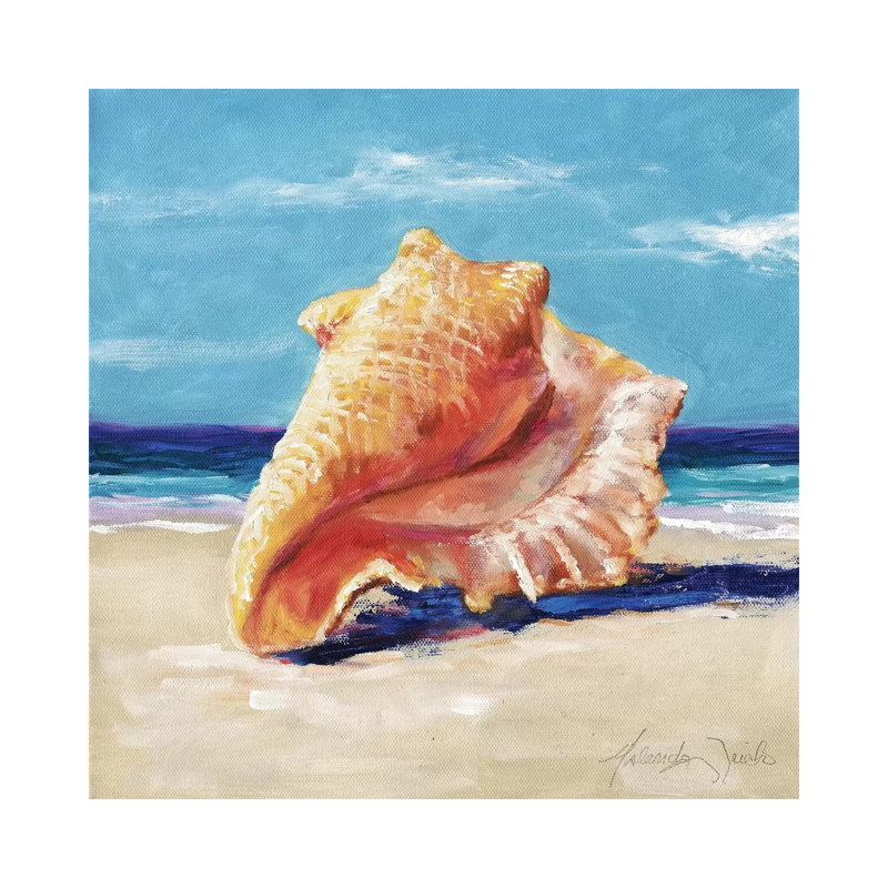 Conch par Malenda Trick - peinture sur toile tendue, H 12 po x l 12 po x P 0,75 po