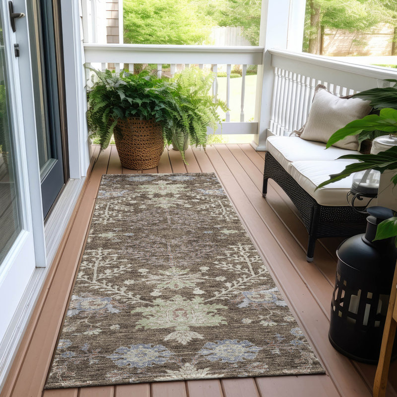 Tapis brun intérieur / extérieur lavable à la machine Cicel ACN1156, Tapis de couloir 2 pi 3 po x 7 pi 6 po