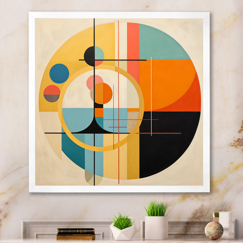 «Odyssey Midcentury Retro Abstract Geometrics», reproduction sur toile, H 24 po x l 24 po x P 1 po, Cadre simple blanc