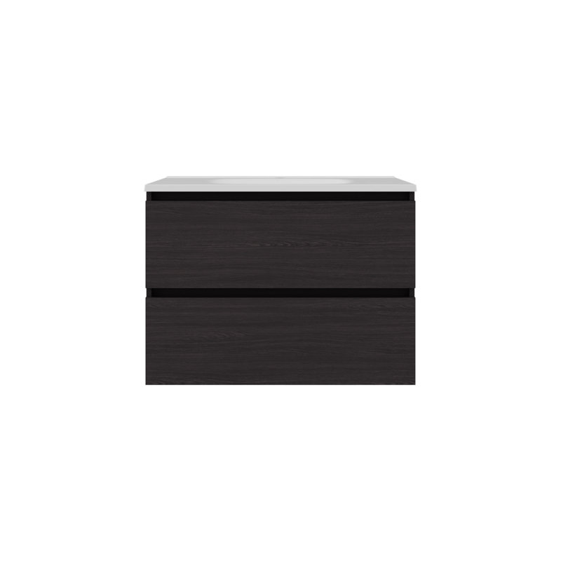 Armoire de salle de bain Opalo, avec deux tablettes et rangement ouvert, noir
