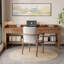 Bureau rectangulaire brun en bois massif avec 3 tiroirs-108781564