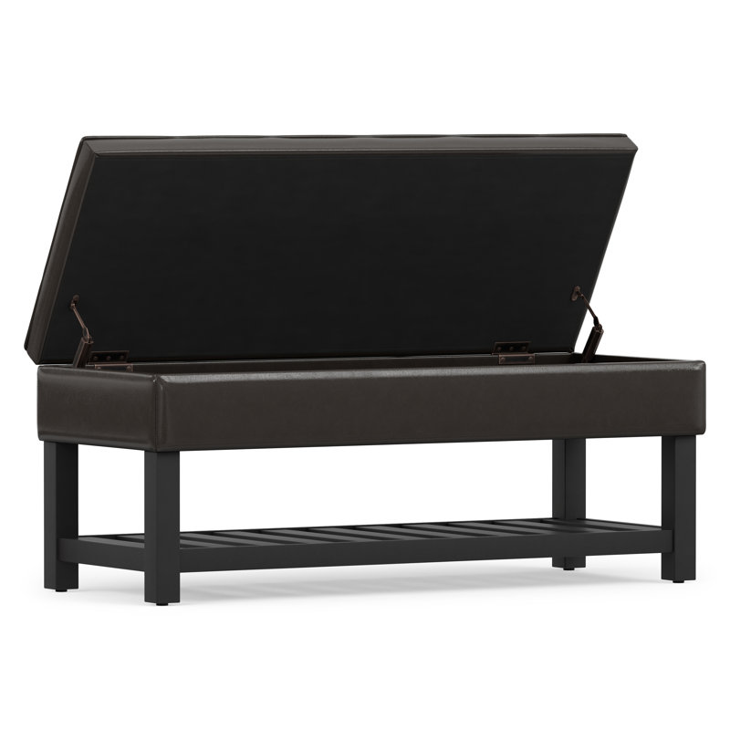 Banc de rangement avec repose-pieds capitonné et tablette ouverte Cosmopolitan, Marron foncé