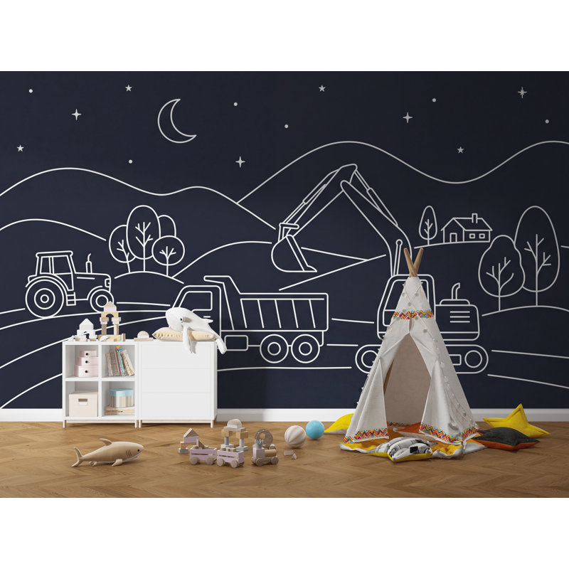 Papier peint paysage de nuit, Non tissé, 200 po x 120 po