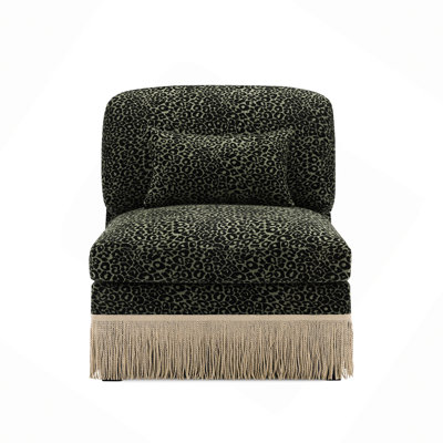 Armless Sofa Leopard Chenille W/1 Pillow