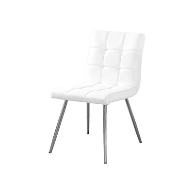 2 chaises de salle à manger, rembourrage en similicuir blanc, pieds en métal robustes, style contemporain pour les chaises de cuisine, revêtement d'aspect, cuisines