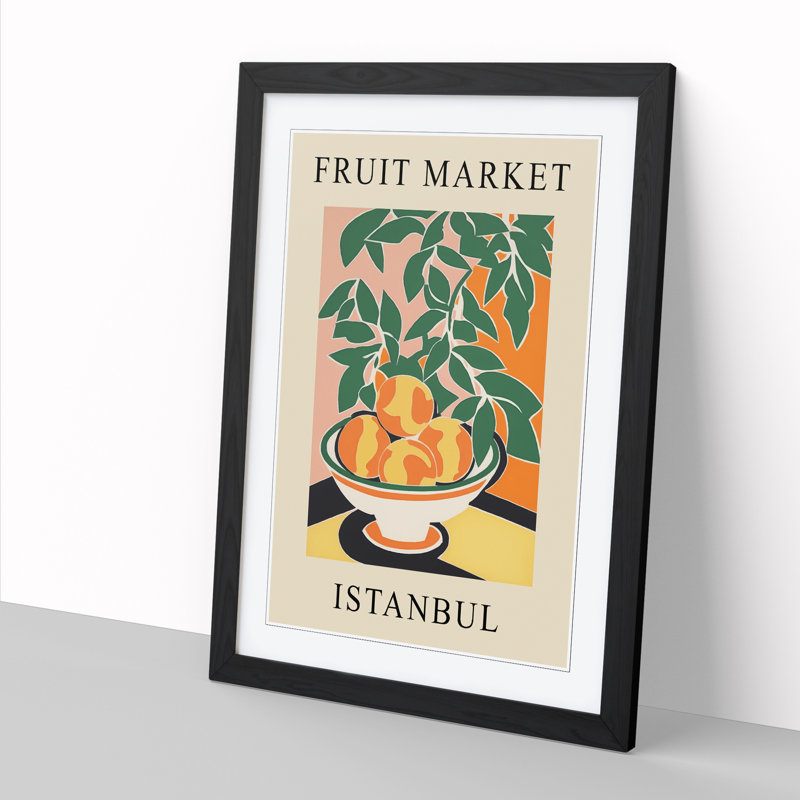 Peach Istanbul Fruit Market Exhibition 1 Piece Single Picture Frame Wall Art, 64cm H x 46cm W x 2cm D