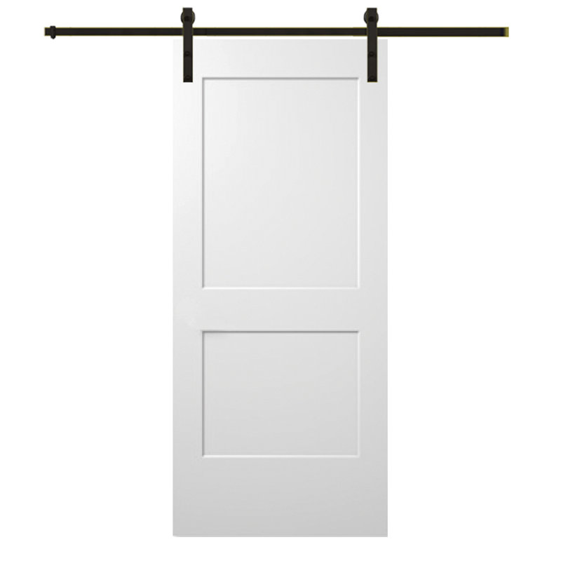 Porte de grange intérieure moulée en bois lambrissé avec trousse de quincaillerie d'installation, 30 po x 80 po, Bronze huilé