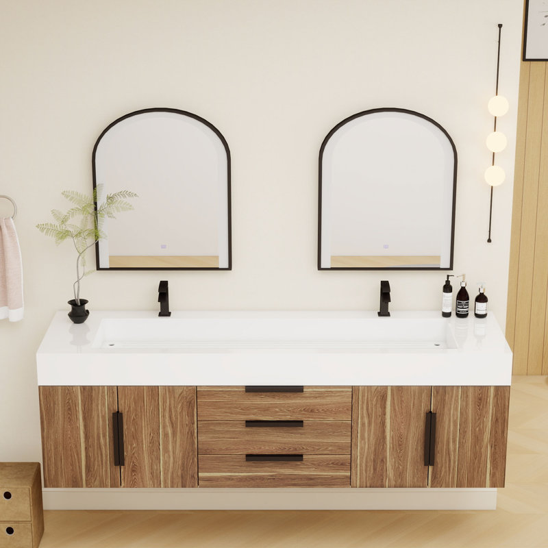 Meuble-lavabo simple mural 72 po Jessica, Chêne naturel