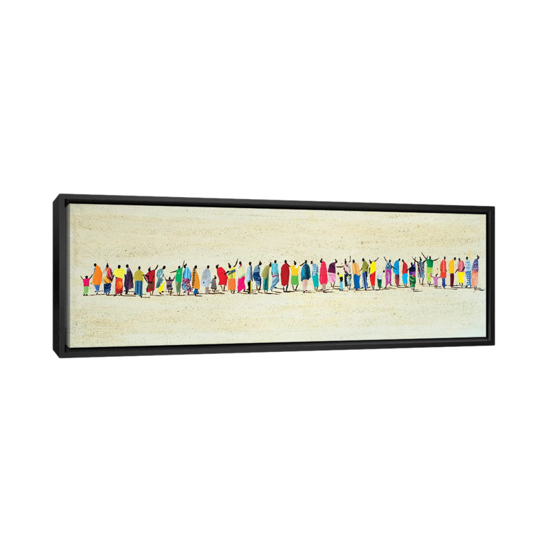 «African People In Line», reproduction d'art murale encadrée, H 12 po x l 36 po, Reproduction encadrée sans passe-partout