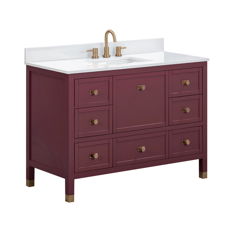 Ensemble de meuble-lavabo simple 48 po Alana, Pierre artificielle blanche, 49"