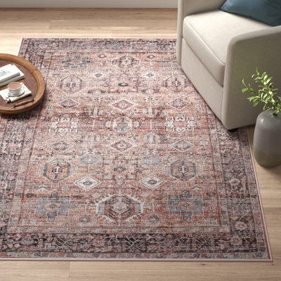 Rahway Oriental Machine Washable Rust Area Rug