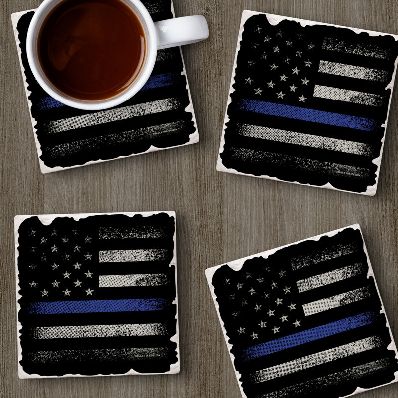Paquet de 4 sous-verres Blue Line Flag