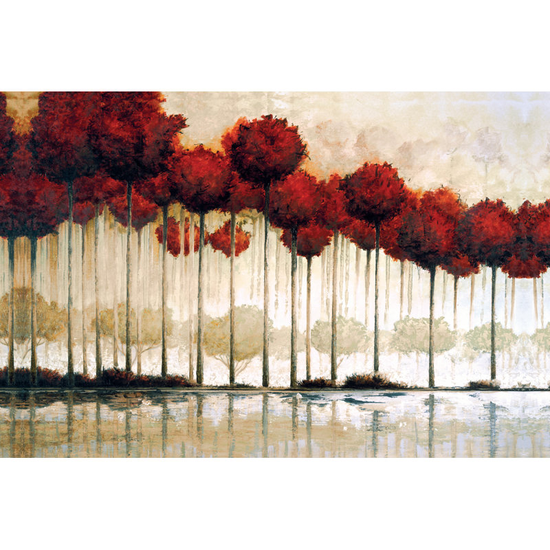 Red Lollipop Trees - Wrapped Canvas Painting, 81cm H x 122cm W x 3.8cm D