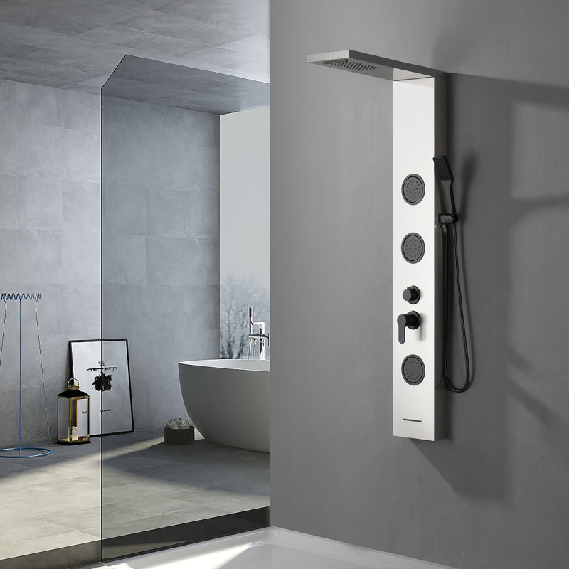 Black Nickel 57.99'' Shower Panel with Rainfall and Body Jets
