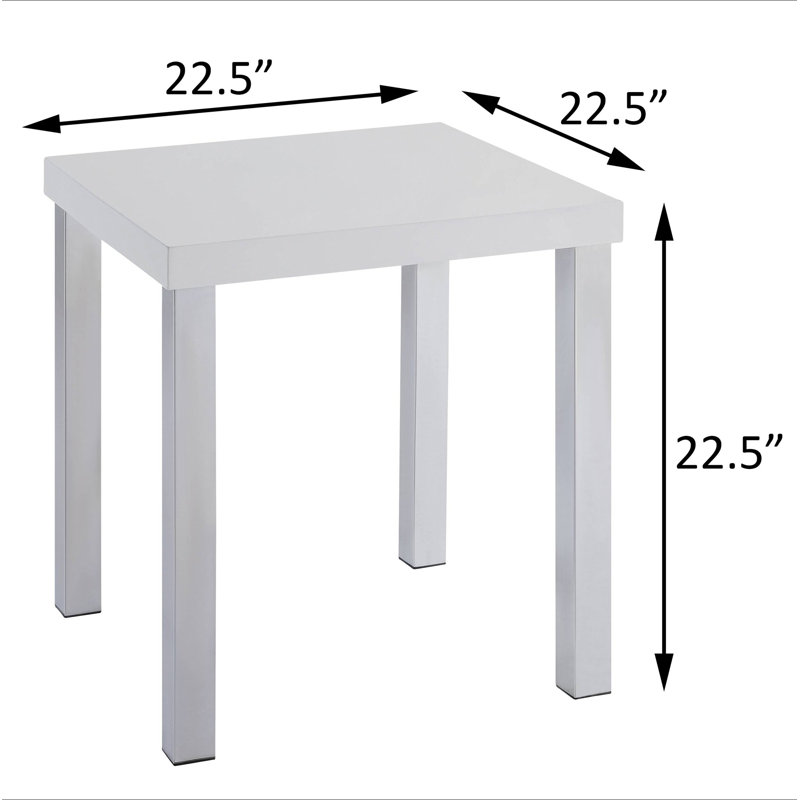 Table de bout blanche ultrabrillante et chrome