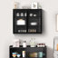 Armoire murale moderne, armoire de salle de bain avec tablette de rangement et portes en verre, armoire d'appoint-106668321