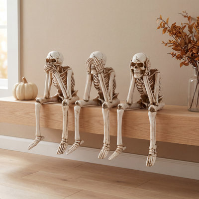 8 in. Spooky Halloween Skeletons Creepy Décor Set of Three