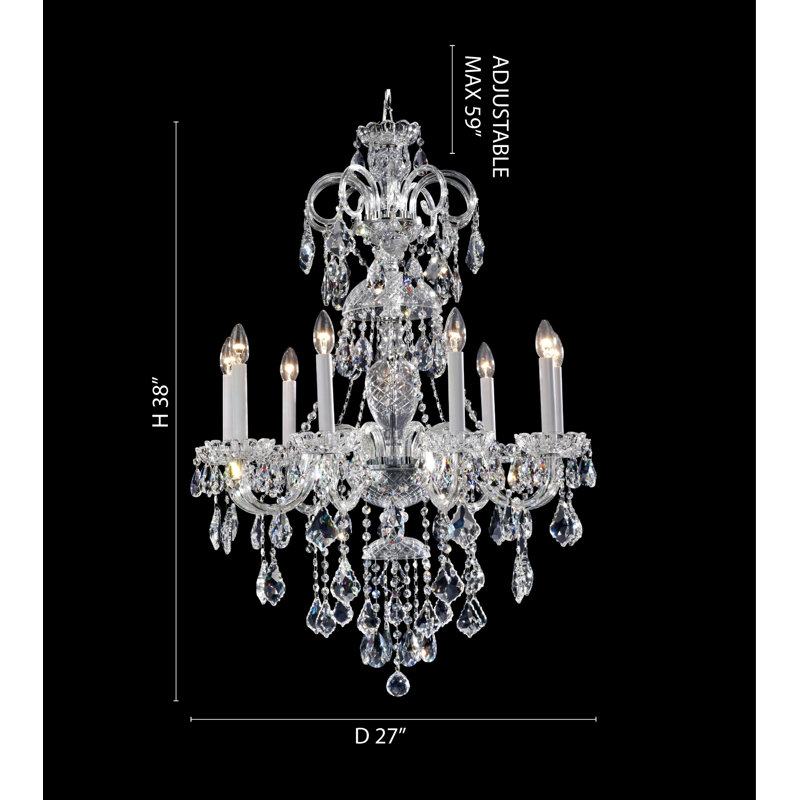 9-Light Chrome Chandelier With Clear Crystal Accents