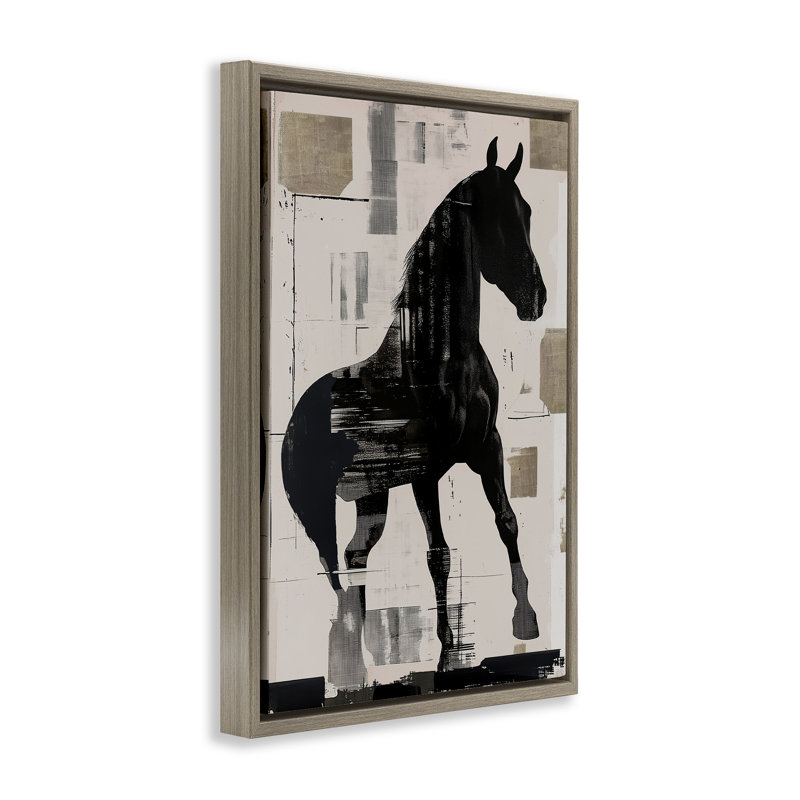 Cadre flottant à silhouette de cheval Equinity, design par Annabelle Hall, H 25 po x l 17 po, Cadre flottant orme Montalcino