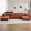 Compression Mahjong Sofa,Convertible Floor Sofa Bed,DIY Boneless Modular Sectional Sofa,No Assembly Required,Circle Fleece Fabric,Oversized 4 Seater With 2 Ottoman,Orange-1712437061