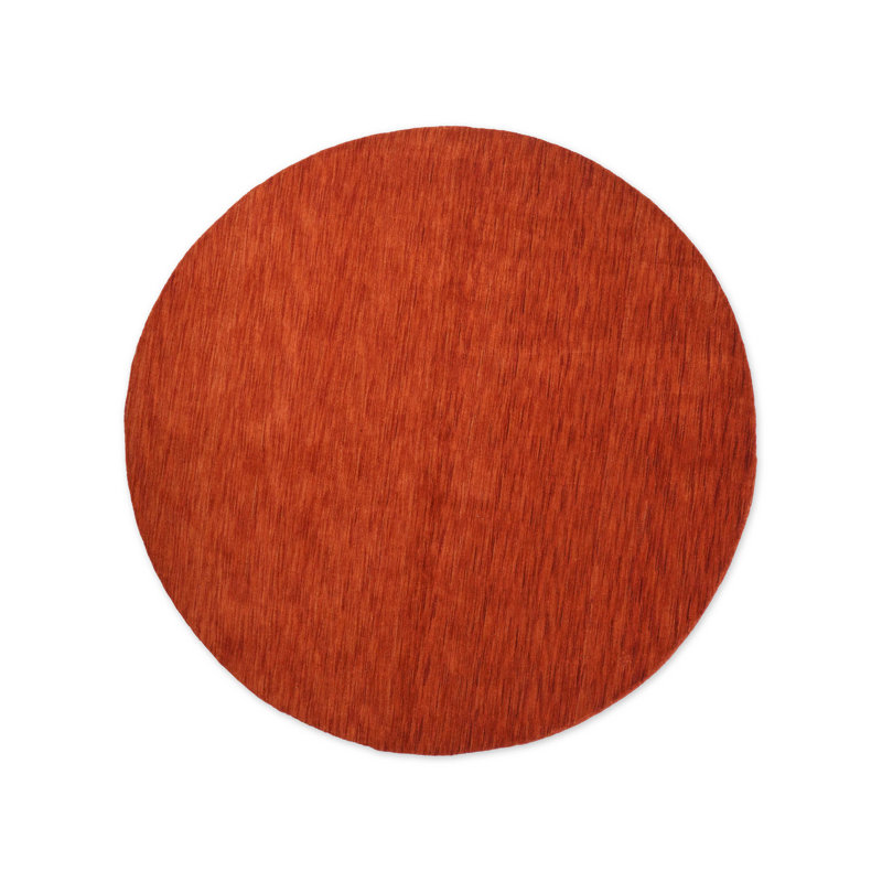 Sanfiel Hand Knotted Loom Wool Eco-Friendly Area Rugs - Round, Light Red Color, Plain Solid Design, High Pile Thick Handmade Anti Skid Area Rugs for Living Room, Bed Room