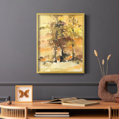 «Fall Foliage Watercolor I», reproduction encadrée - bois massif