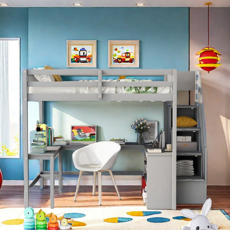 Lit mezzanine double Johandy Kids, Gris