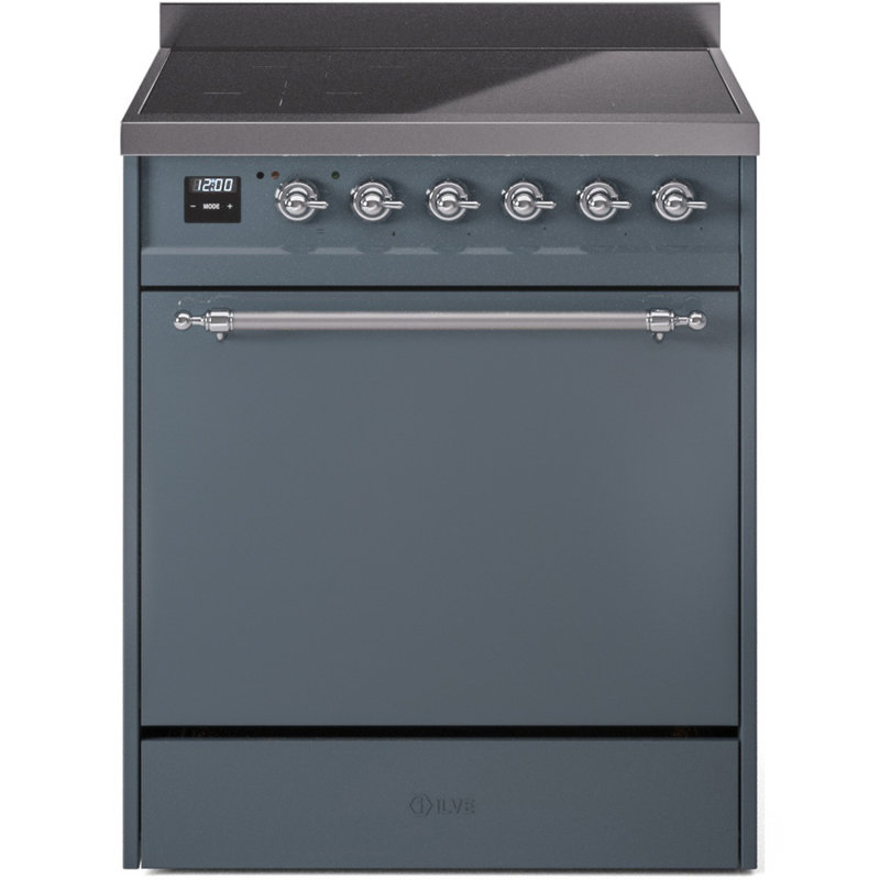 ILVE Nostalgie II 30 in Induction Range, Blue Gray/Chrome