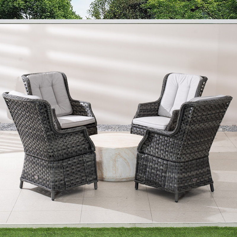 Nayquan 4-Person Outdoor Conversation Set, Cushions Included