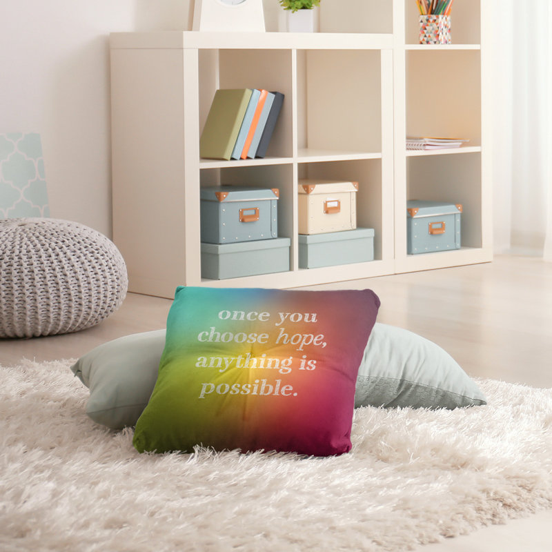 Reversible Throw Pillow, 26" H x 26" W, Rainbow
