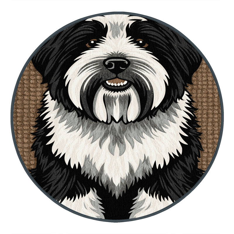  Tapis lavable pour chien de berger anglais, Rond 8 pi