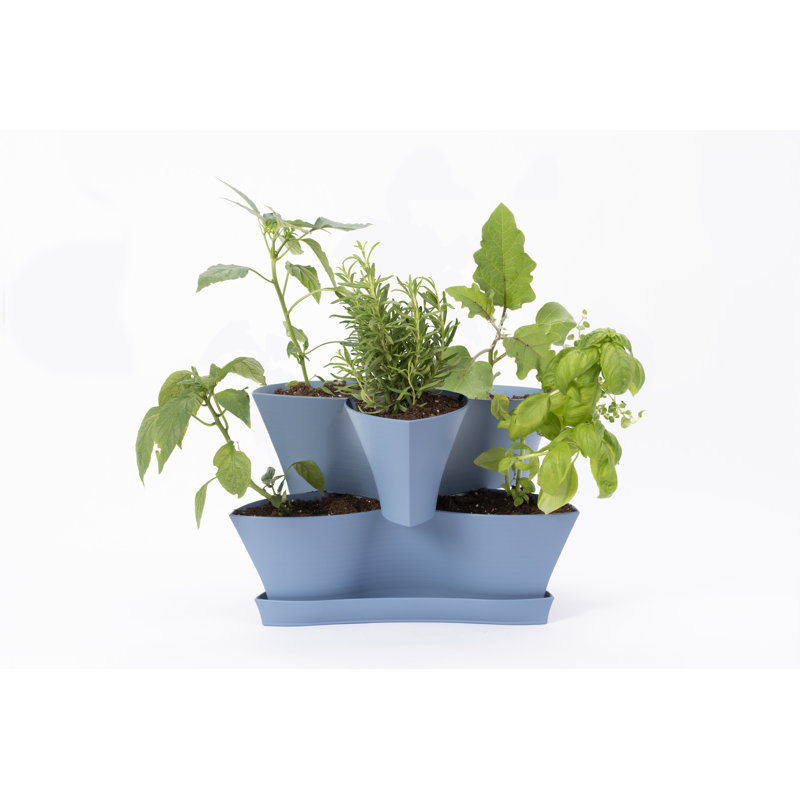Collins Two Layer Plastic Indoor/Outdoor Vertical Garden Planter, Denim Blue