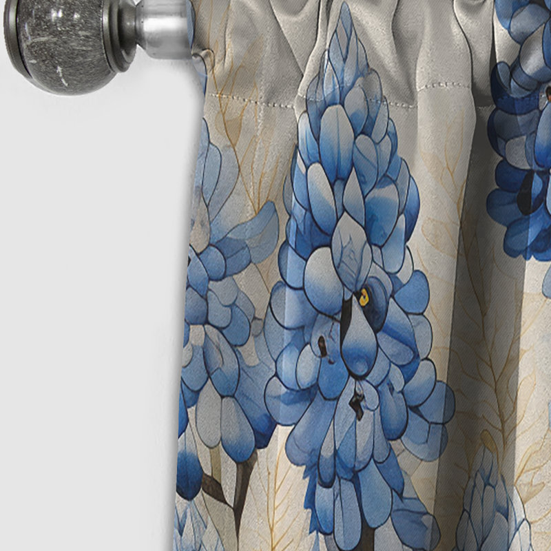 Bernon - Rideau bleu Bonnets - Rideau occultant à motif floral - 1 panneau, L 52 po x L 63 po