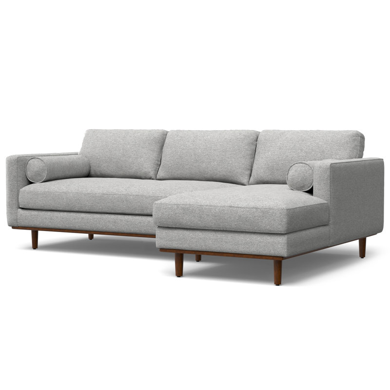 Mist Grey Woven-Blend Fabric Right Sectional Sofa with Chaise