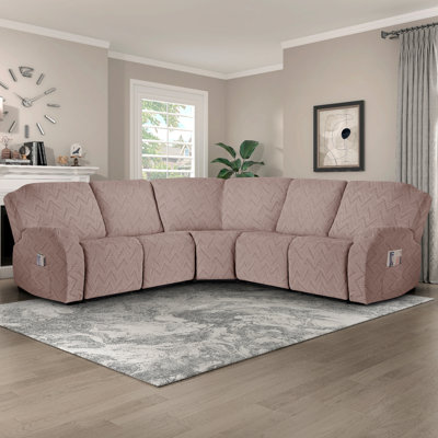 Wald 5-Pieces Oversized Recliner Couch Covers With Pockets For Reclining L Shape Sofa