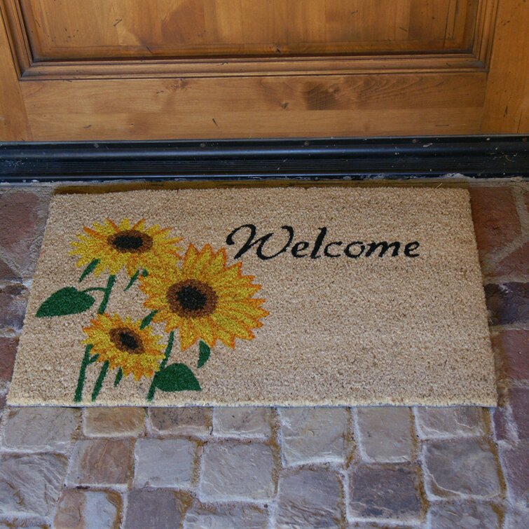 Lark Manor Harare Non-Slip Floral Outdoor Welcome Coir Doormat & Reviews