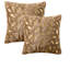 Ensemble de 2 coussins décoratifs en fausse fourrure à motif de plumes dorées (insert inclus)-100181784-100181785-100181786