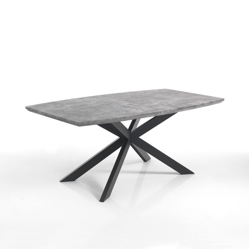 Amahya Extendable Metal Base Dining Table, Grey, Black