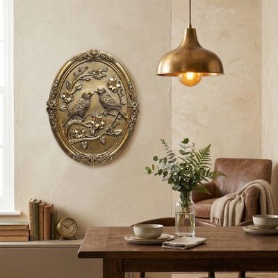 Décoration murale rétro en forme d'oiseau avec motif en relief doré pour l'entrée de la chambre à coucher