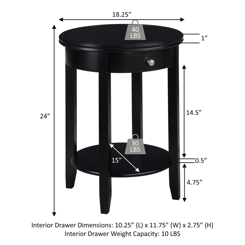 Table de bout avec rangement Carbin, Noir