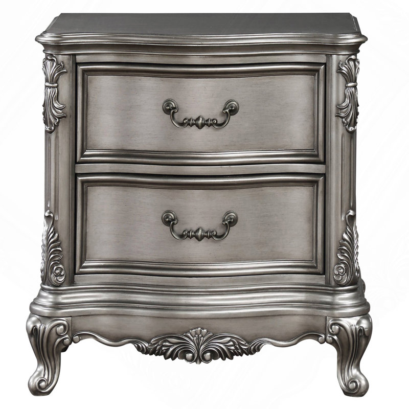 Table de chevet 2 tiroirs Antique Platinum