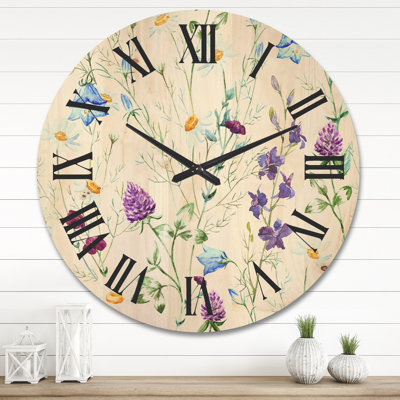 Horloge murale en bois Wildflowers