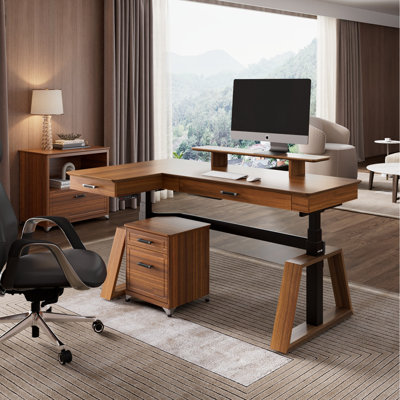 Bureau debout en forme de L de 63 po Rachele