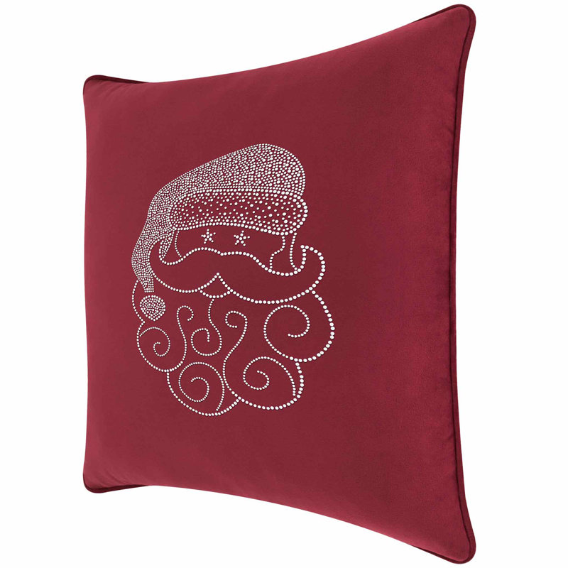 Sparkles Home Santa Rhinestone Pillow | Holiday Christmas Design | Feather Insert | Machine Washable, Square 20"