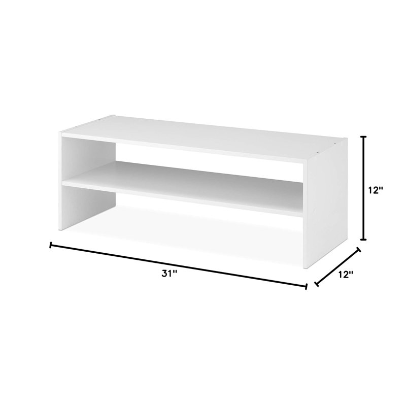 Stackable 31" Extra Wide 2-Shelf Storage Rack, White