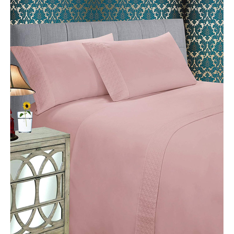 Microfiber Sheet Set, California King Sheet Set with 2 Pillowcases, Dusty Rose